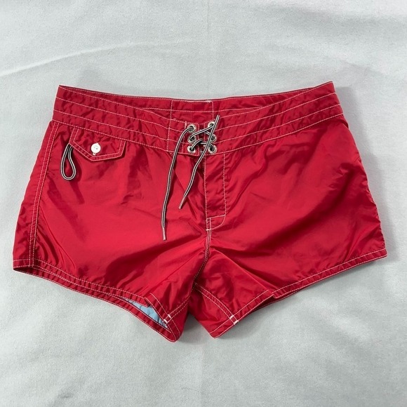 Birdwell Beach Britches Pants - Birdwell Beach Britches Board Shorts Women 12 Red Nylon Pocket USA